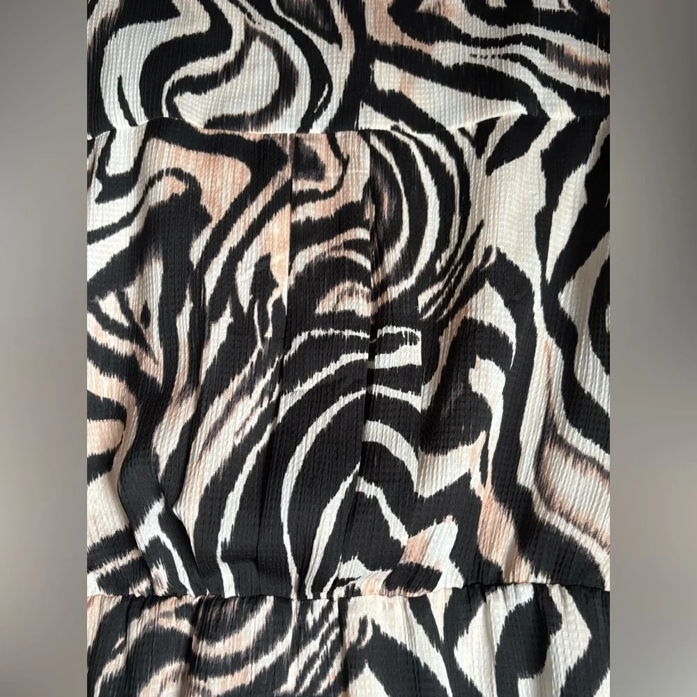 Anthropologie Faux Wrap Zebra Print Long Sleeve Mini Dress sz 12P - Picture 8 of 15